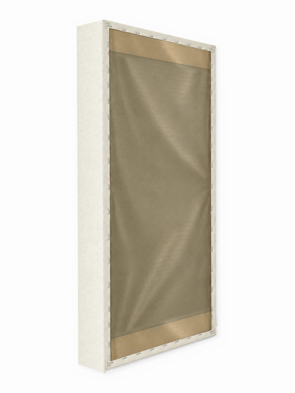 Broadband acoustic panel, 2 x 4 ft, rear view: olive ripstop backing with cross members behind it