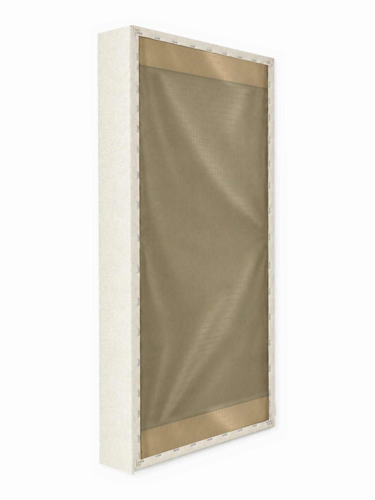 Broadband acoustic panel, 2 x 4 ft, rear view: olive ripstop backing with cross members behind it