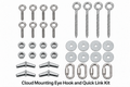 Cloud mounting kit: eye bolts, nuts, fender washers, toggle bolts, screw eye hooks and quick links