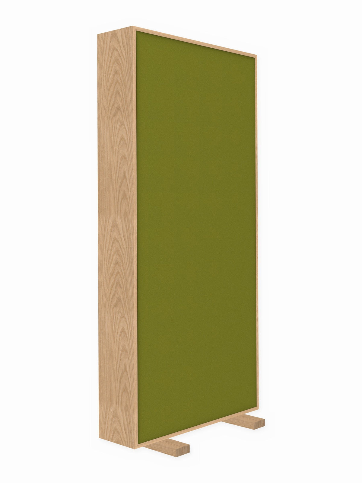 Red oak free-standing gobo panel, 3 x 7 ft, Guilford of Maine Anchorage in Green Apple
