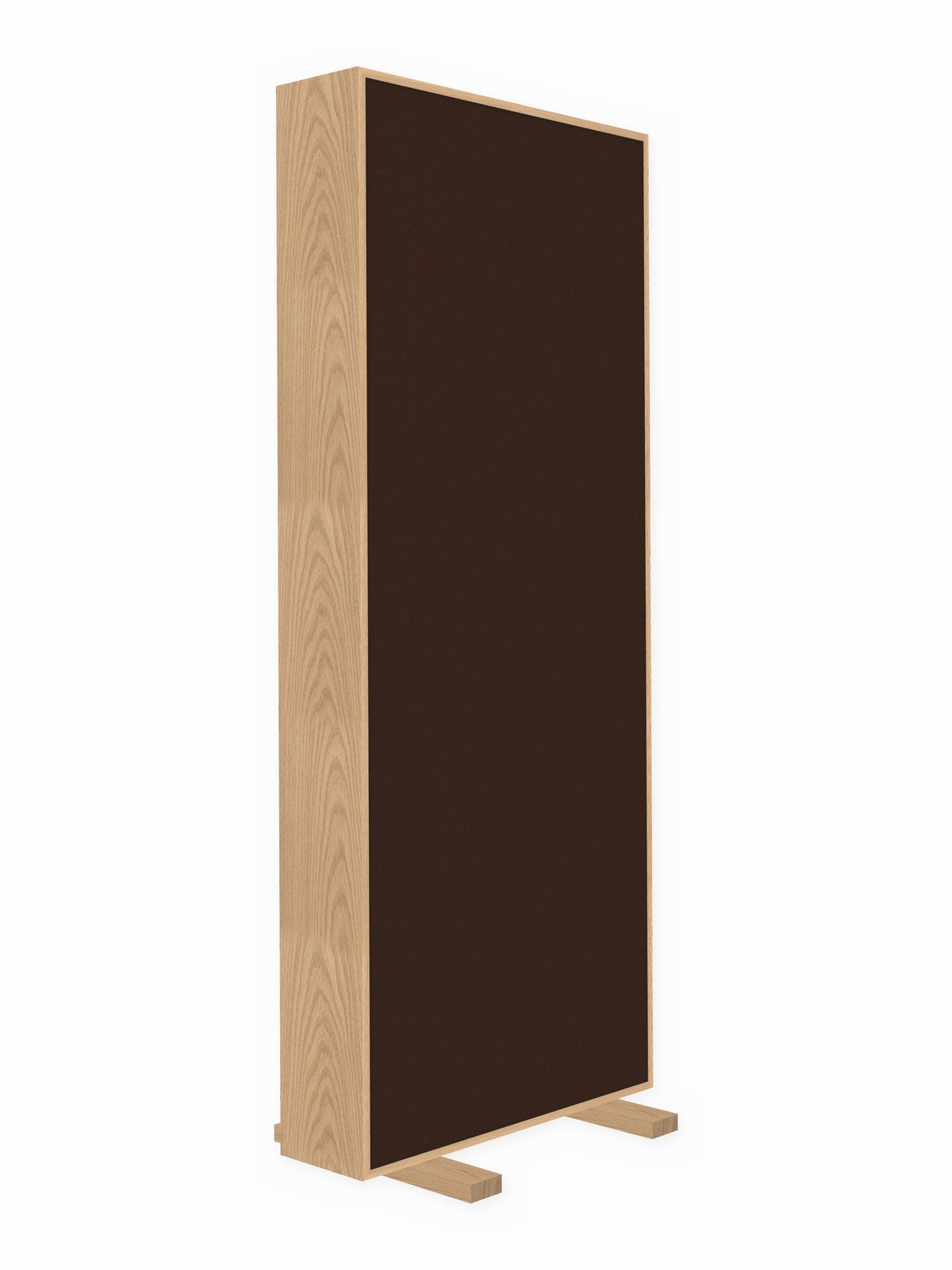 Red oak free-standing gobo panel, 3 x 8 ft, Guilford of Maine Anchorage in Coffee Bean