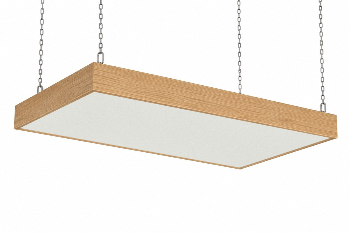 Red oak wood framed acoustic ceiling cloud, Guilford of Maine Anchorage in Drift