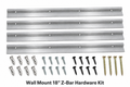 Wall mount Z-bar hardware kit: four 18 inch aluminum Z-bar cleats, drywall anchors, screws and wood screws for studs