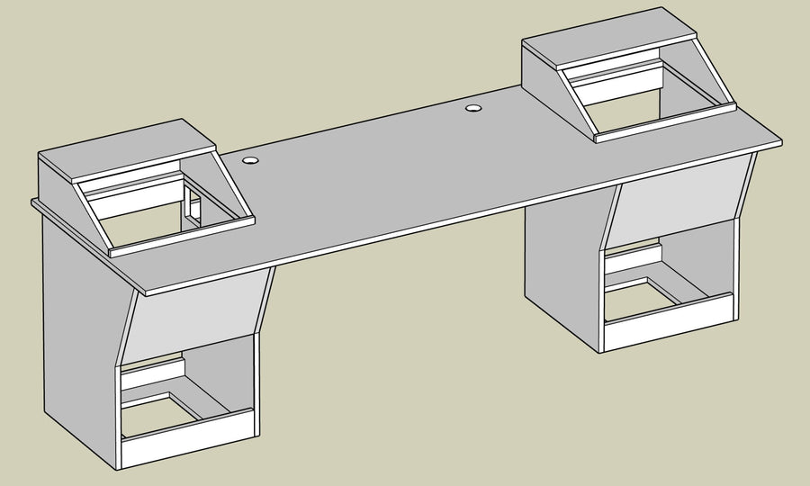 Design drawing of a custom studio desk for the same Las Vegas recording studio
